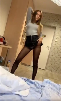 British brunette in fishnets plays we her pussy - Snapchat Videos